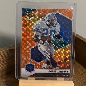 2021 🏈 Barry Sanders Panini Mosaic Football NFL Trading Card #75 - Orange Prizm